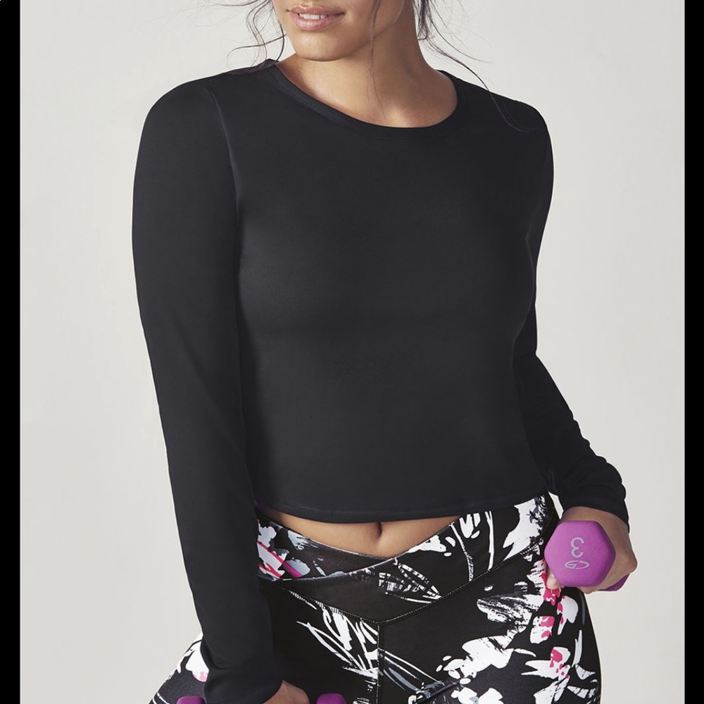 Athleta Womens Black Cropped Avery L/S Twisted Top